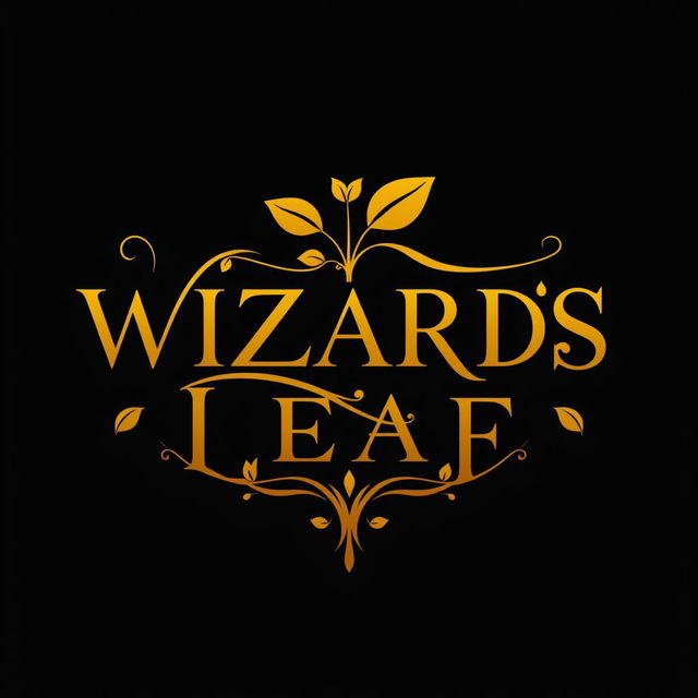 A luxurious logo design featuring the text "WIZARDS LEAF" in elegant, bold gold typography