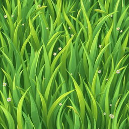 A vibrant and lush 2D grass texture for a game background, featuring various shades of green to create a lively and natural look
