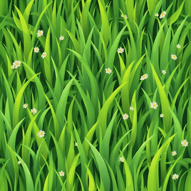 A vibrant and lush 2D grass texture for a game background, featuring various shades of green to create a lively and natural look