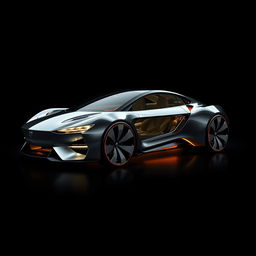 A luxurious futuristic car design featured prominently in the center, showcasing sleek lines and advanced technology