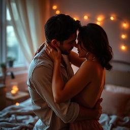 An intimate and romantic scene capturing the essence of love and connection between two adults