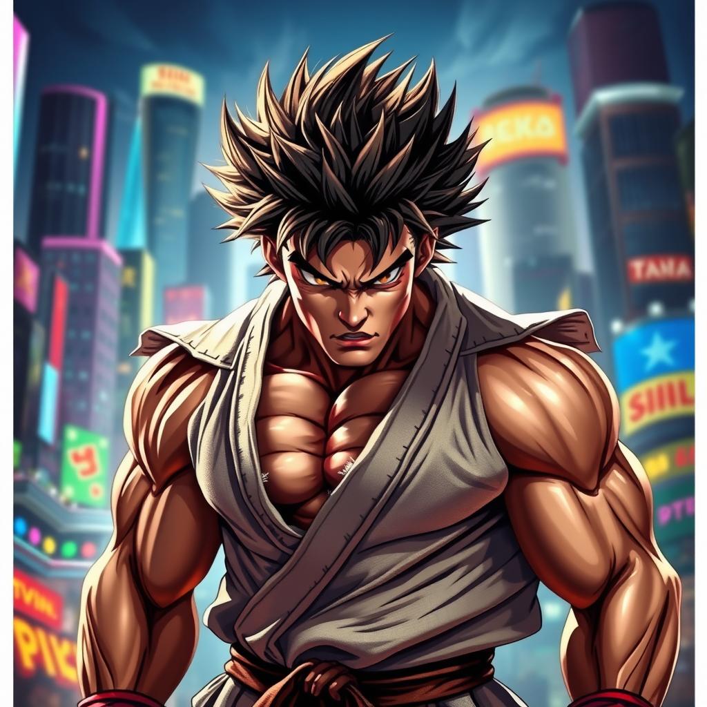 A powerful and muscular fighter inspired by martial arts, embodying the essence of strength and resilience