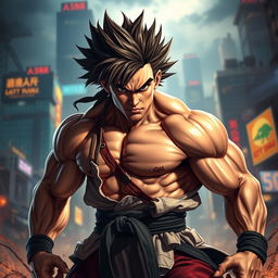 A powerful and muscular fighter inspired by martial arts, embodying the essence of strength and resilience