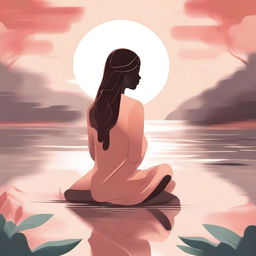 A high-quality digital art piece featuring a serene individual in a peaceful environment