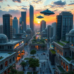 A futuristic vision of Damascus in the year 2030, showcasing a blend of traditional architecture and cutting-edge technology