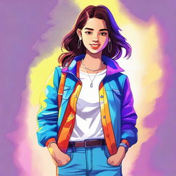 A high-quality digital art image of an 18-year-old girl