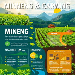 A captivating poster showcasing the synergy between mining and organic farming