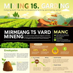 A captivating poster showcasing the synergy between mining and organic farming
