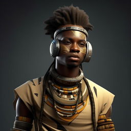 male in futuristic casual Zulu attire