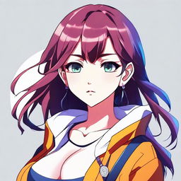 A high-quality digital art image featuring an anime-style girl with a confident and bold look