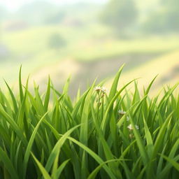A large, vibrant 2D illustration of small grass blades for a game setting