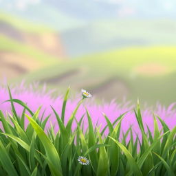 A large, vibrant 2D illustration of small grass blades for a game setting