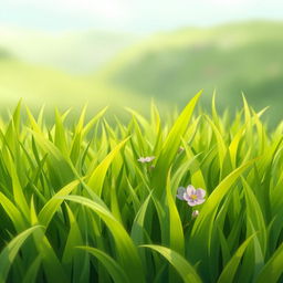 A large, vibrant 2D illustration of small grass blades for a game setting