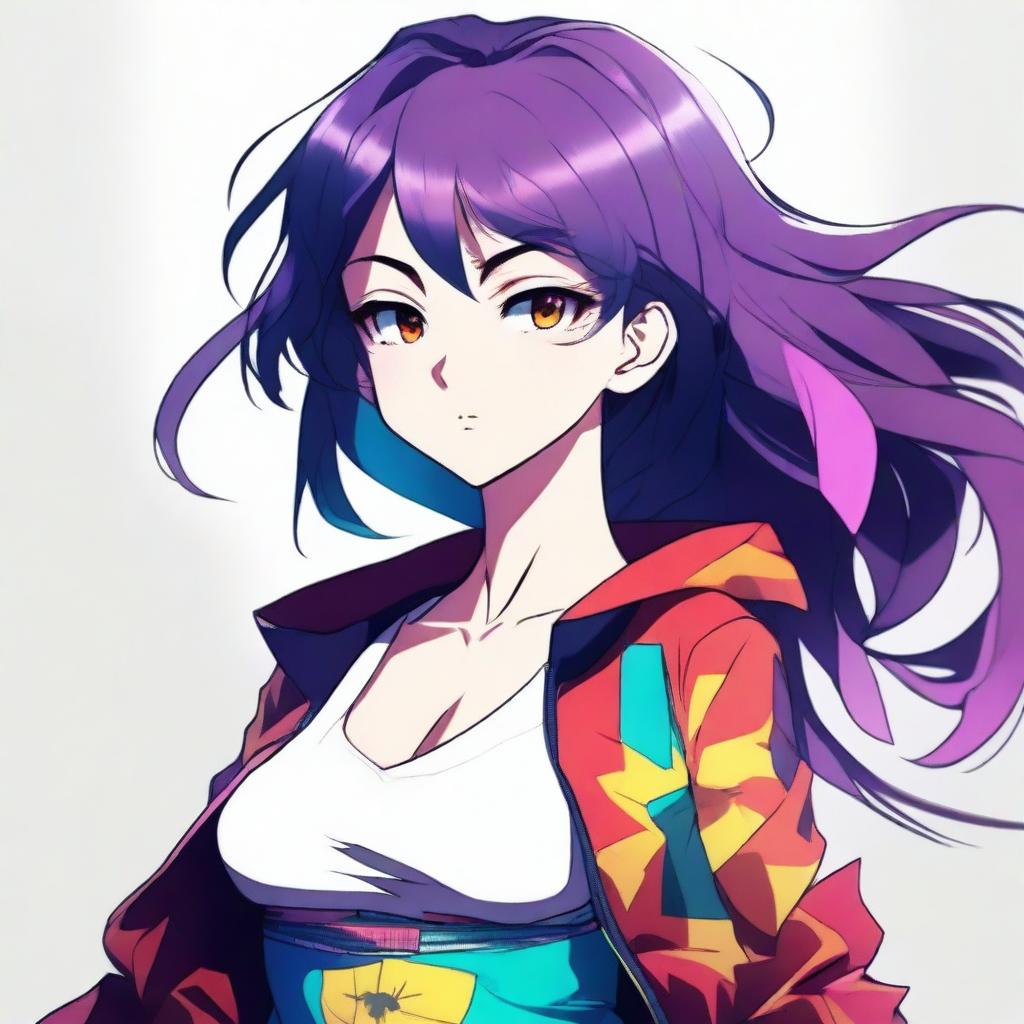 A high-quality digital art image of an anime-style girl with a confident and strong posture