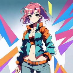 A high-quality digital art image of an anime-style girl with a confident and strong posture