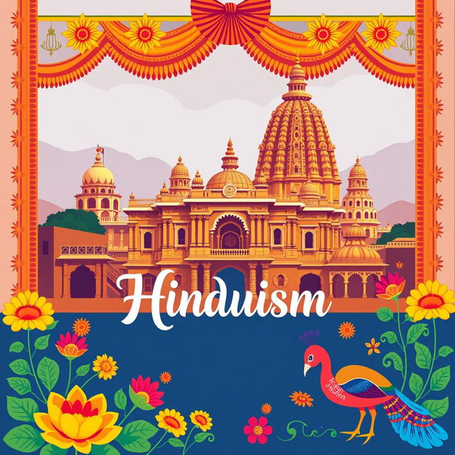 A vibrant A4 cover page design for an assignment on Hinduism