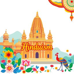 A vibrant A4 cover page design for an assignment on Hinduism