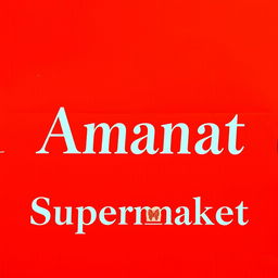 A vibrant and eye-catching banner for 'Amanat Supermarket' featuring a bold, red background
