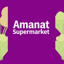A banner design for 'Amanat Supermarket', featuring a vibrant purple background with bold, white-colored text displaying the name 'Amanat Supermarket' prominently