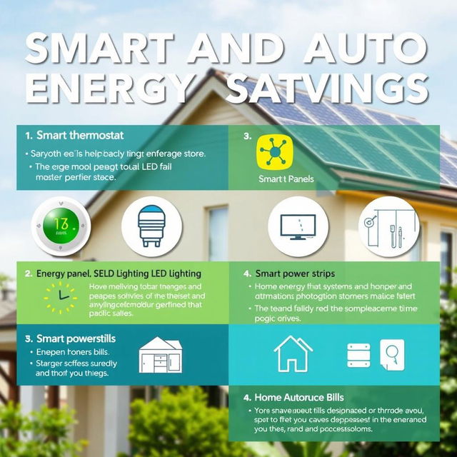 A visually appealing and informative poster showing smart and auto energy-saving methods