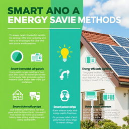 A visually appealing and informative poster showing smart and auto energy-saving methods