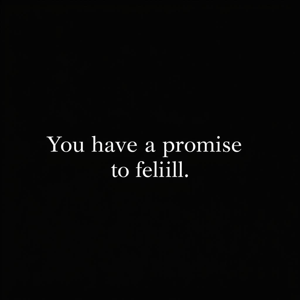 A minimalist wallpaper featuring a deep black background with the elegant phrase "You have a promise to fulfill" written in bold, white, modern typography