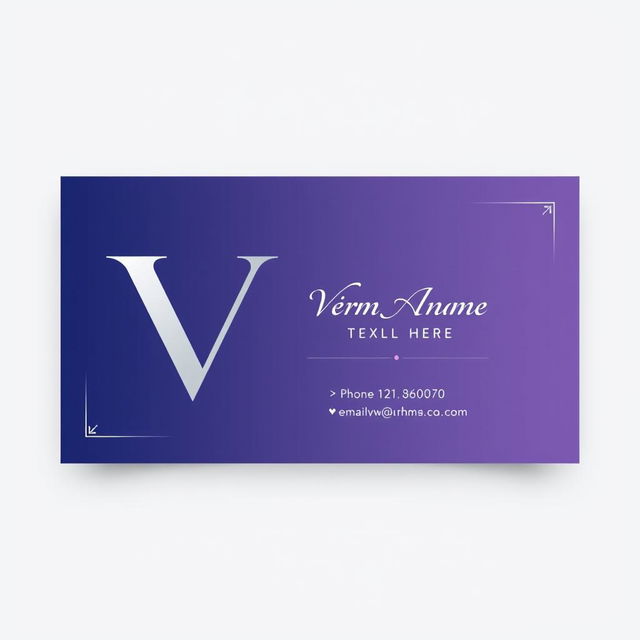 A stylish and elegant visiting card design featuring the letter 'V' prominently in a creative way