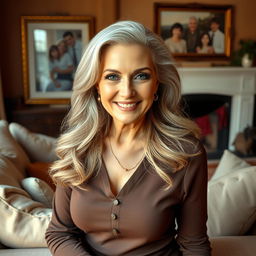 A beautiful older woman with an elegant appearance, exuding a sense of allure and charm
