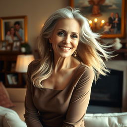 A beautiful older woman with an elegant appearance, exuding a sense of allure and charm