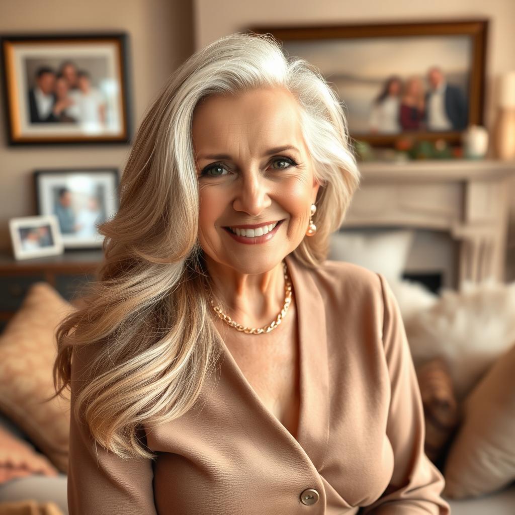 A beautiful older woman with an elegant appearance, exuding a sense of allure and charm