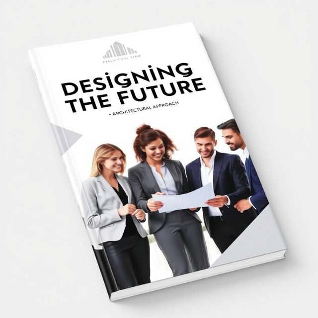 A clean and minimal book cover design featuring a professional architectural firm business team