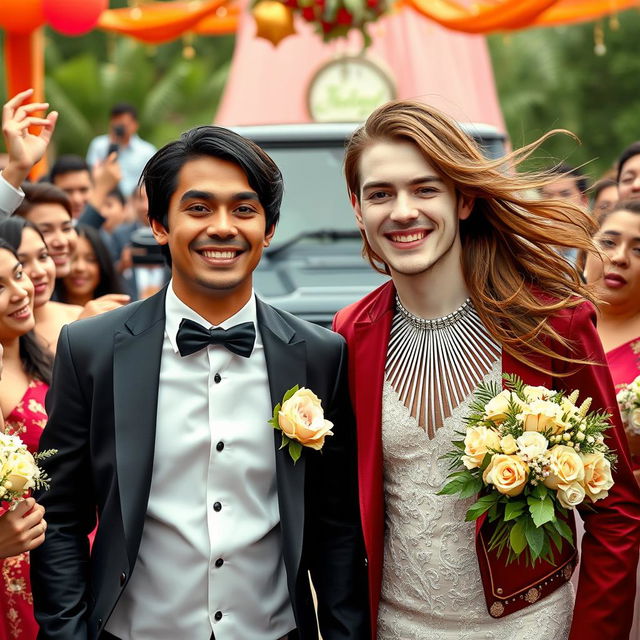 A joyful wedding ceremony featuring two 28-year-old young men