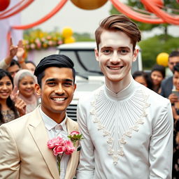 A joyful wedding ceremony featuring two 28-year-old young men