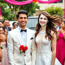 A joyful wedding ceremony featuring two 28-year-old young men