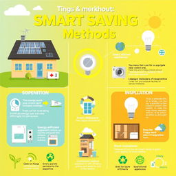 A visually appealing educational poster illustrating smart and energy-saving methods
