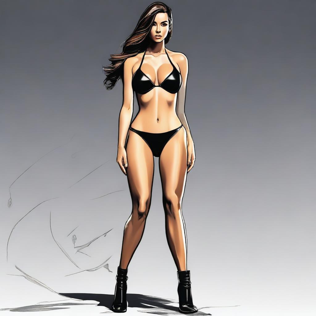 A high-quality digital art image featuring a woman in a medium, sexy look