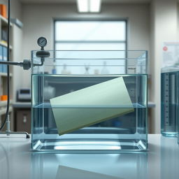 A realistic image depicting a hydrostatic pressure experiment involving flat surfaces
