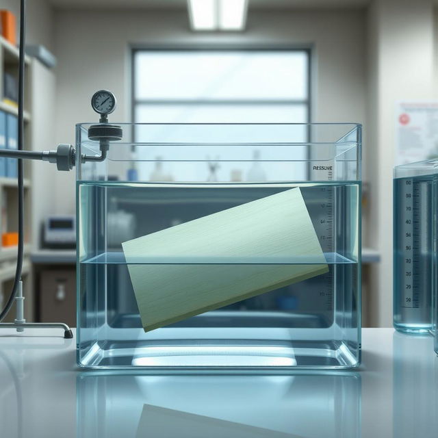 A realistic image depicting a hydrostatic pressure experiment involving flat surfaces