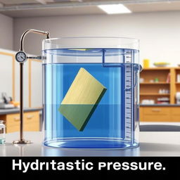 A realistic image depicting a hydrostatic pressure experiment involving flat surfaces