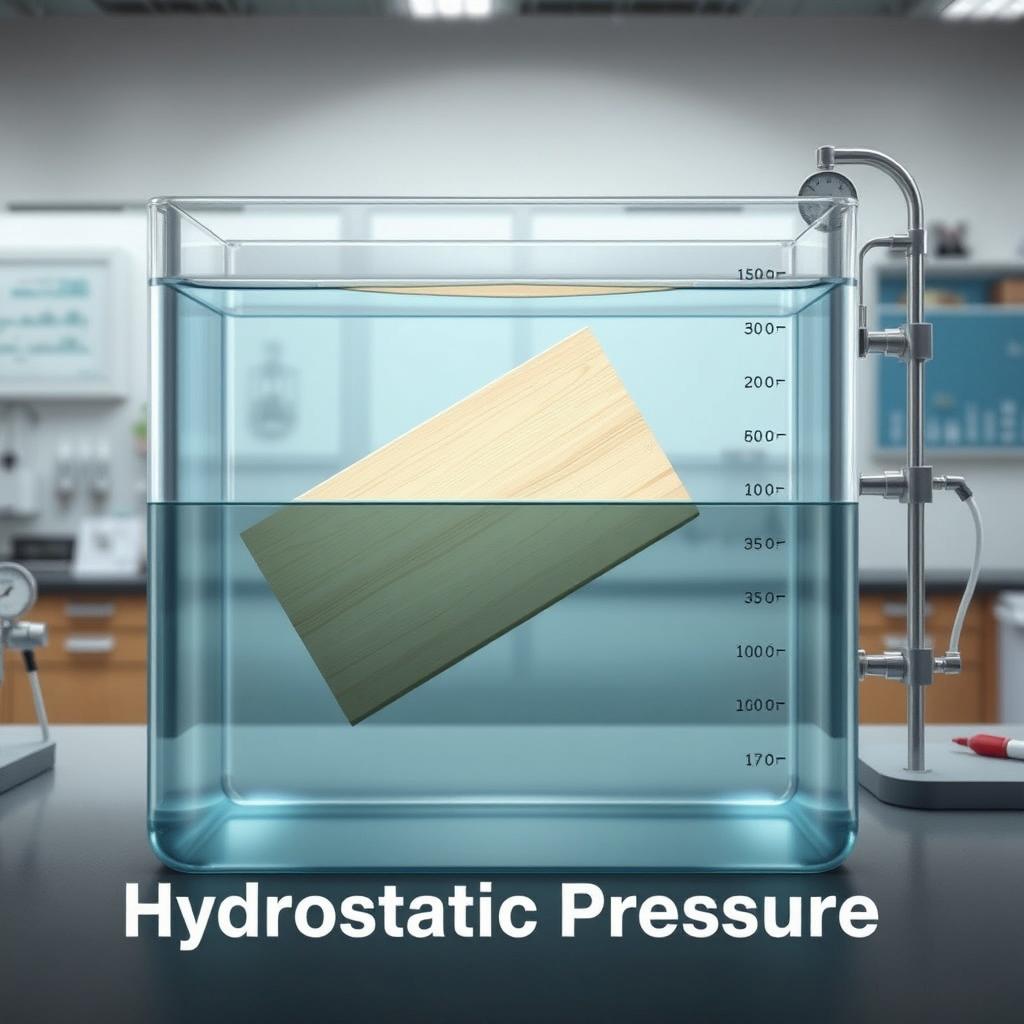 A realistic image depicting a hydrostatic pressure experiment involving flat surfaces