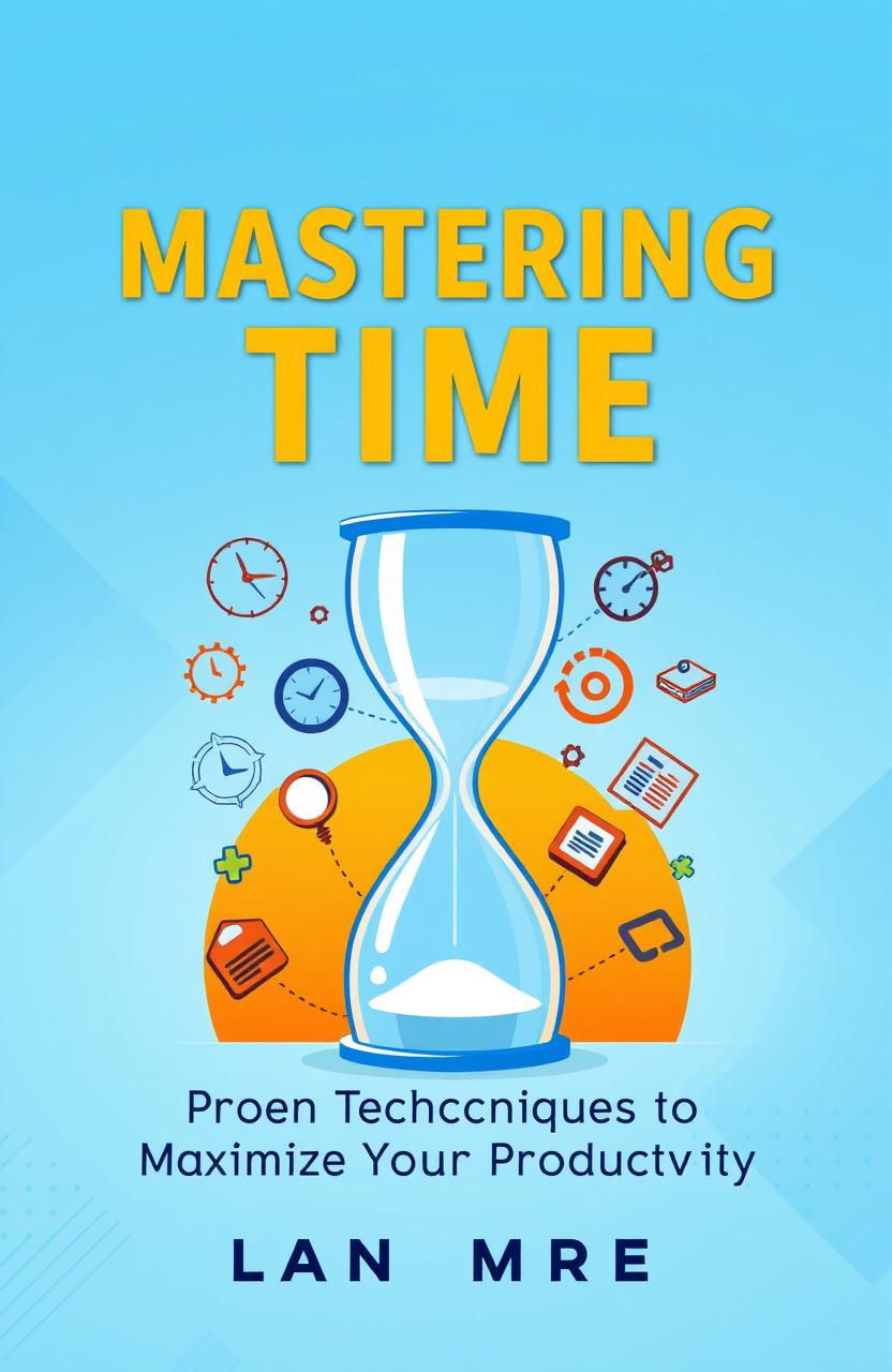 A dynamic and inspiring book cover for 'Mastering Time: Proven Techniques to Maximize Your Productivity'