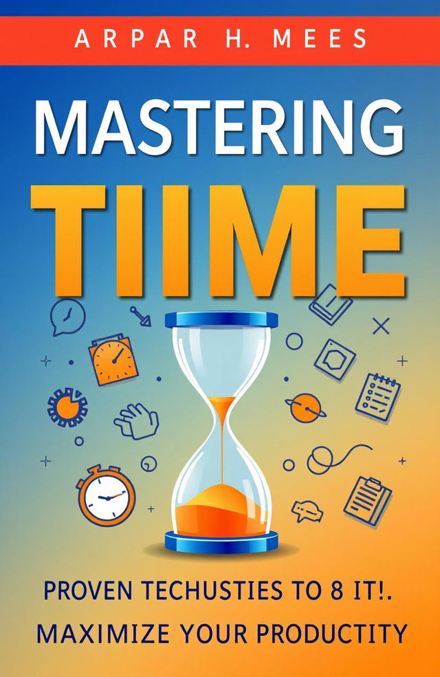 A dynamic and inspiring book cover for 'Mastering Time: Proven Techniques to Maximize Your Productivity'