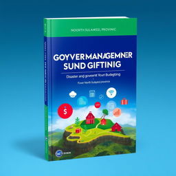 A captivating book cover design focusing on disaster management and government budgeting, specifically for North Sulawesi province