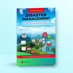 A captivating book cover design focusing on disaster management and government budgeting, specifically for North Sulawesi province