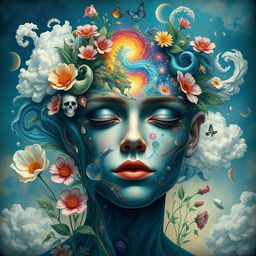 A stunningly detailed and imaginative representation of a human figure, blending various elements of nature and abstract art