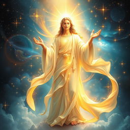 An imaginative and respectful representation of a divine figure, embodying serenity and wisdom