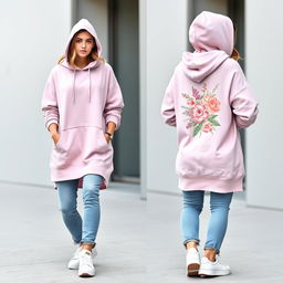 A stylish women’s hoodie design that combines comfort and fashion