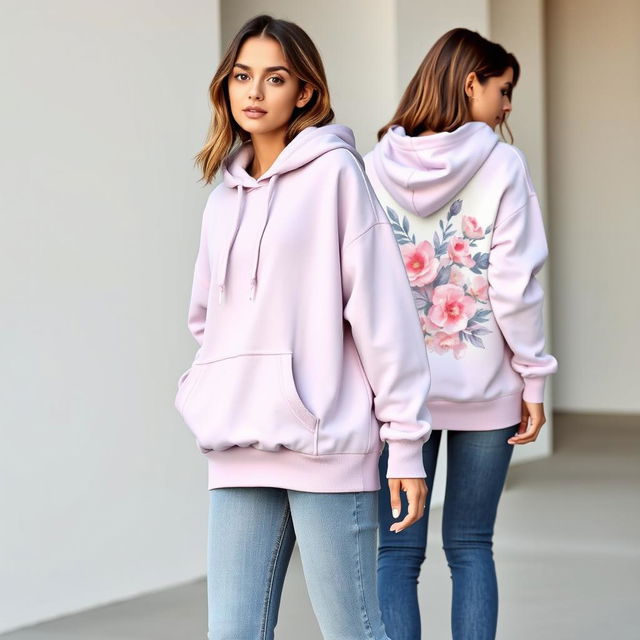 A stylish women’s hoodie design that combines comfort and fashion