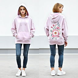 A stylish women’s hoodie design that combines comfort and fashion