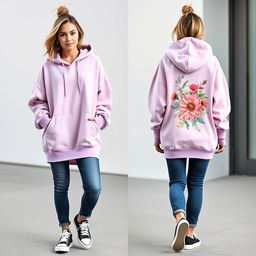 A stylish women’s hoodie design that combines comfort and fashion